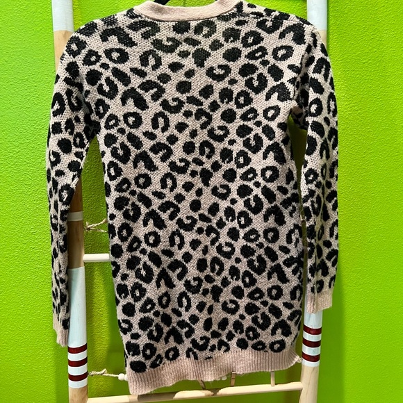 Kids Pink Leopard Print Cardigan Ten Sixty Sherman Girls Medium - Picture 2 of 2